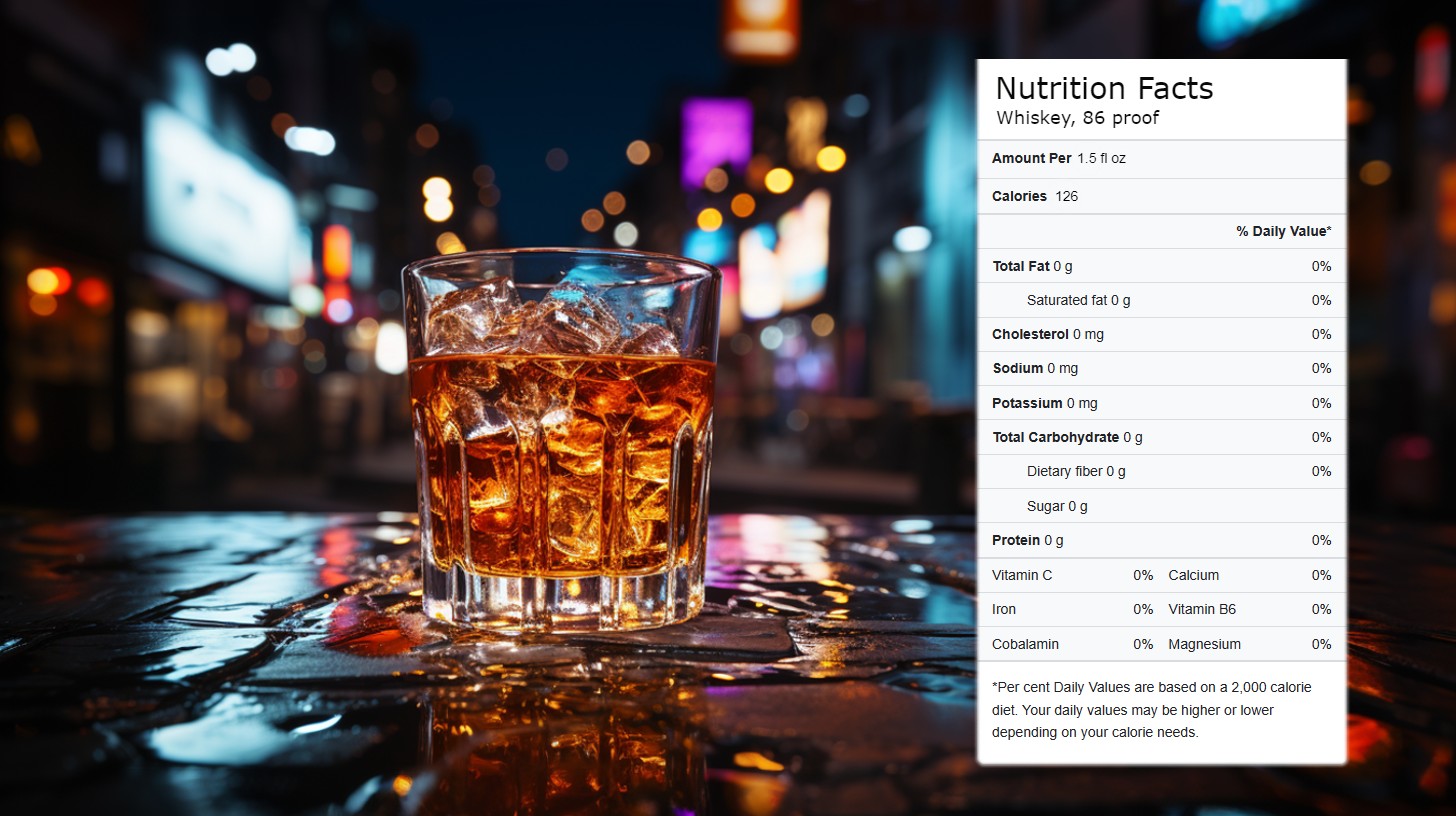 calories in a shot of whiskey