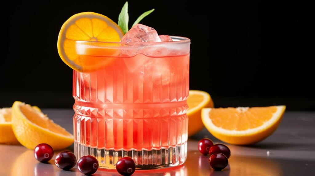 cranberry orange whiskey sour cocktail