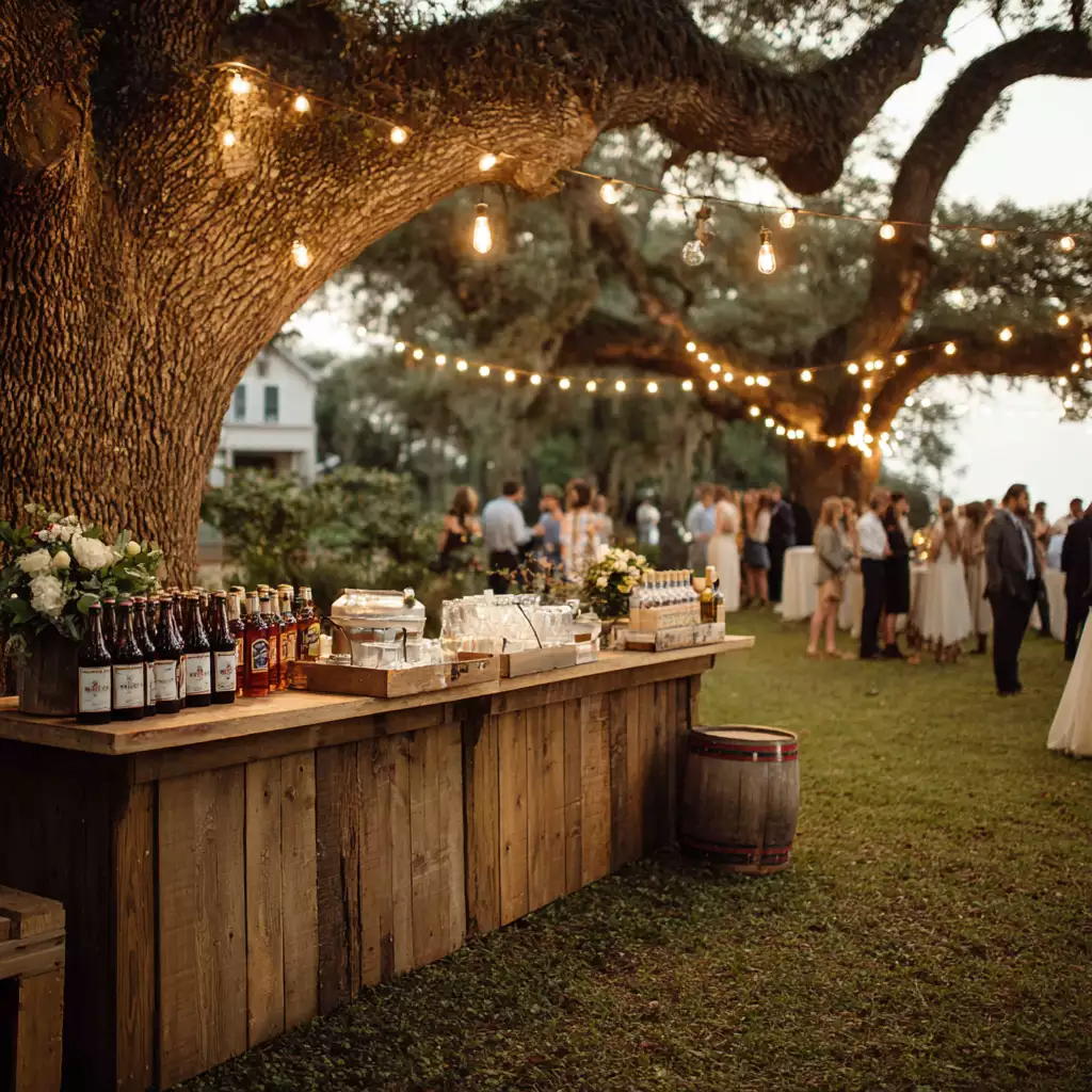Outdoor wedding bar