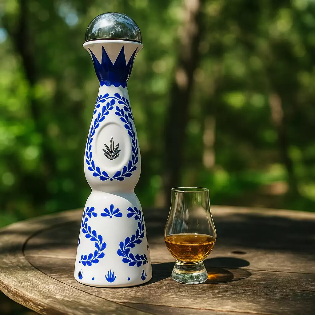 Luxury Tequilas Texans Love: Clase Azul, Don Julio 1942, and More Clase Azul Reposado tequila bottle with tasting glass outdoors in a square hero composition