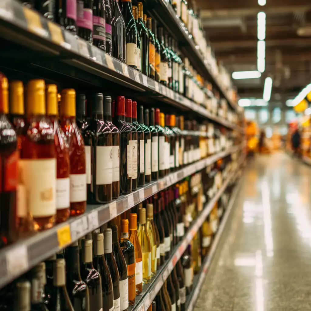 Zipps Liquor Now Open in Mineral Wells, TX—Your New Go-To Liquor Store for Beer, Wine & Spirits Wine aisle at Zipps Liquor Mineral Wells showcasing neatly arranged bottles of red, white, and rosé wines under warm store lighting