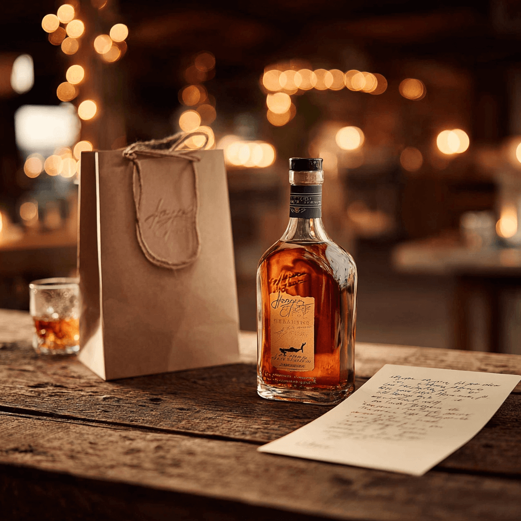 The Best Gift-Worthy Spirits: A Texas Selection Guide Premium bottle placed in a Texas-themed gift bag next to a handwritten note