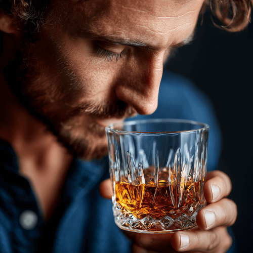 The Collector’s Holiday: Inside the Buffalo Trace Antique Collection 2025 Man holding and smelling a glass of whiskey.