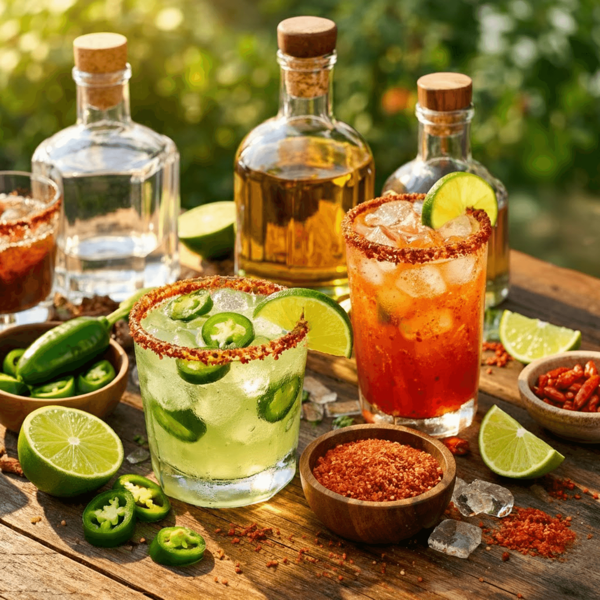 Jalapeño margarita and chili-rimmed tequila cocktails served Texas-style