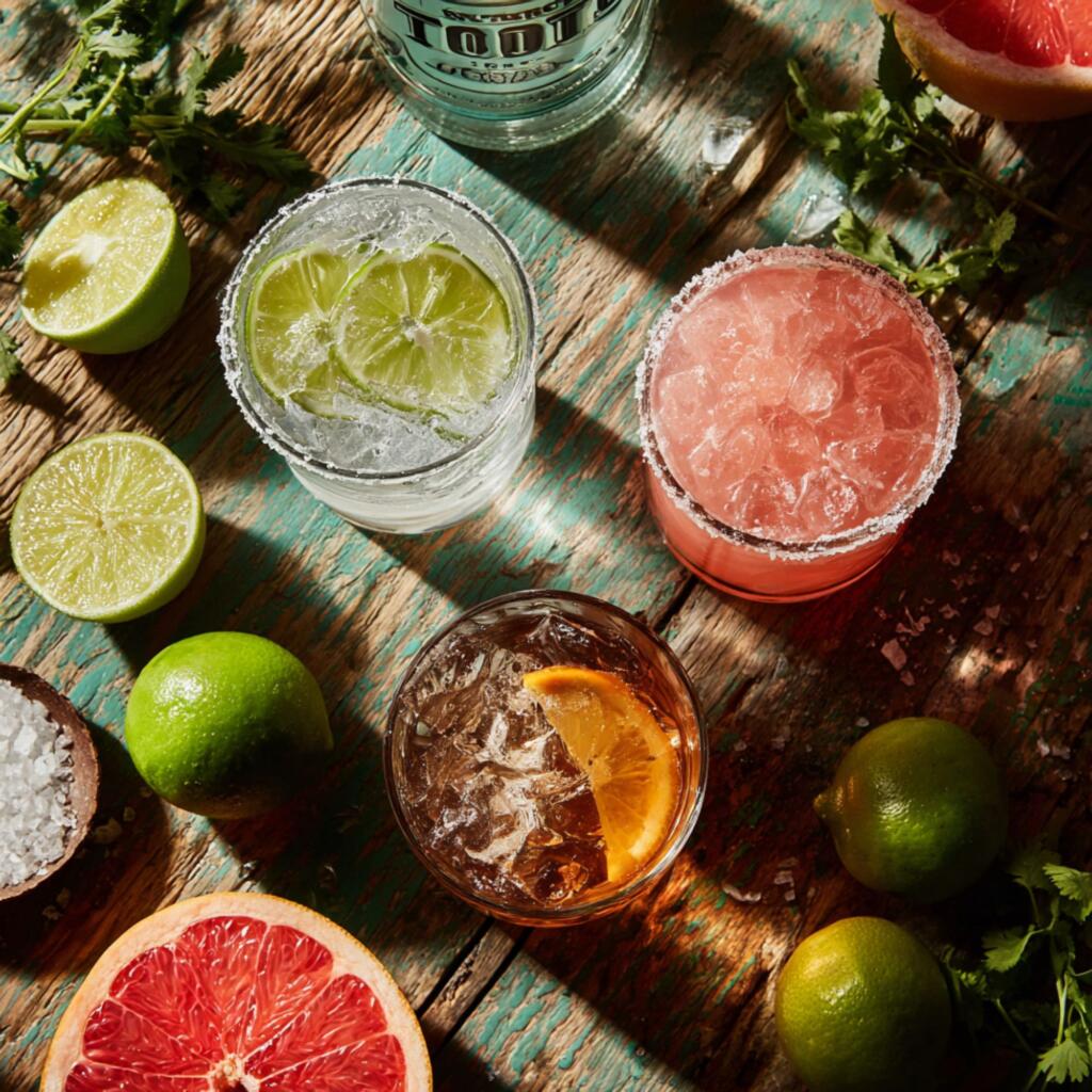 Texas sotol cocktails including Ranch Water and Paloma with fresh lime and Topo Chico