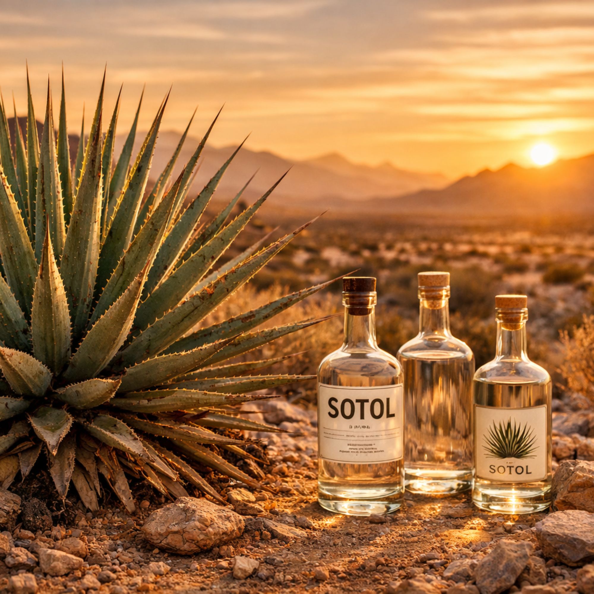 Desert spoon plant with sotol bottles in Texas desert landscape showing natural habitat