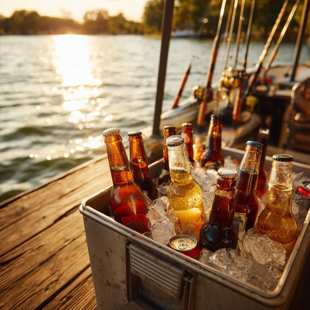  Lake Fork fishing cooler stocked with beer from Zipps Liquor Quitman for perfect fishing day
