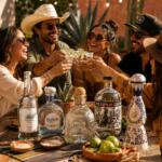 National Tequila Day 2026: Best Tequila Deals, Cocktails, and Gift Ideas in Texas Friends enjoying tequila shots outdoors with Patrón, Don Julio, Casamigos, Espolòn, and Clase Azul bottles on a rustic table during a Texas summer gathering.