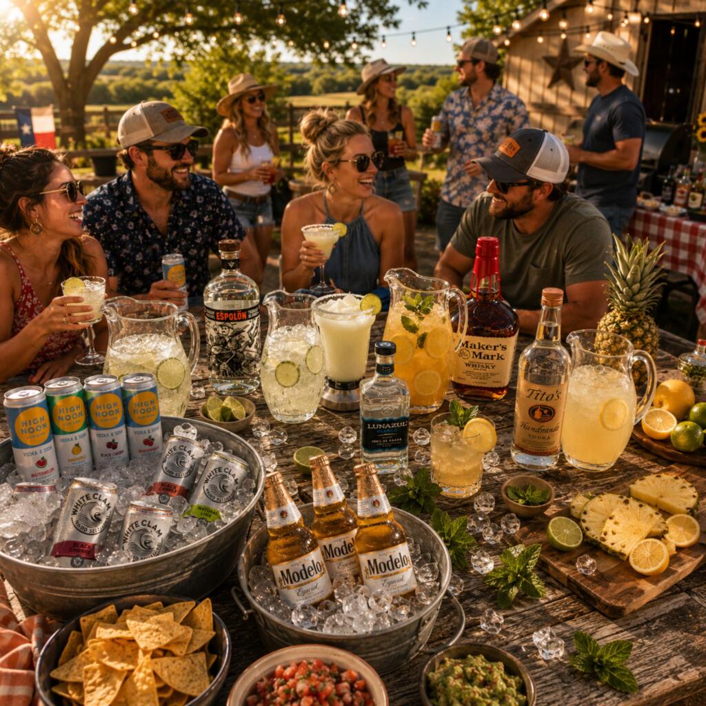 Best Summer Cocktail Recipes for 2026: Easy Drinks for Texas Backyard Parties Complete Texas summer backyard party cocktail spread for 2026: Ranch Water, Frozen Margarita, Bourbon Lemonade, High Noon RTDs, and Modelo beer