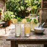 Lemonade Day: Spiked Vodka and Tequila Lemonade for the Texas Heat Two glasses of spiked lemonade with vodka and tequila garnished with lemon wheels on a sunny Texas patio