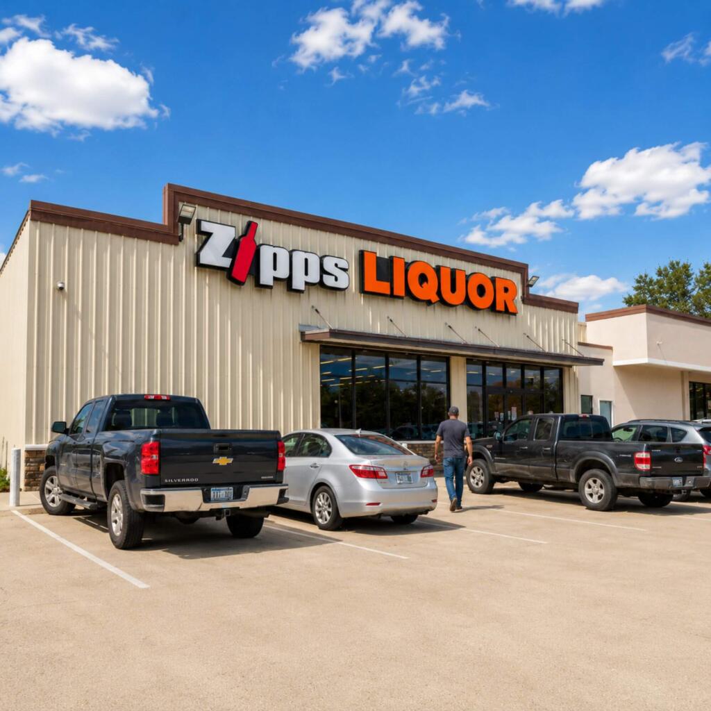 THC Drinks in Texas: What to Know About Willy's Remedy at Zipps Liquor Exterior of a Zipps Liquor store in a Texas community with customer parking