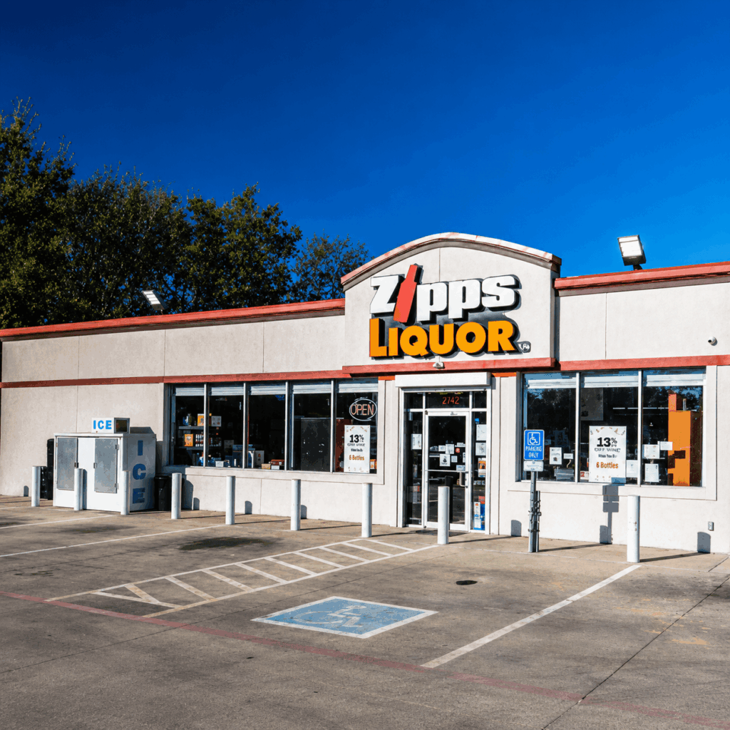 Inside Zipps' Veterans Giving Program: How Your Purchase Supports Texas Communities Zipps Liquor storefront in Texas, representing the retailer’s community commitment and support for veterans through charitable giving.