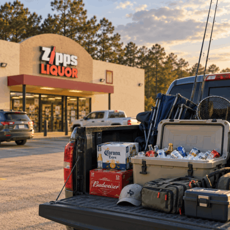 Zipps Liquor storefront in Center, Texas near downtown