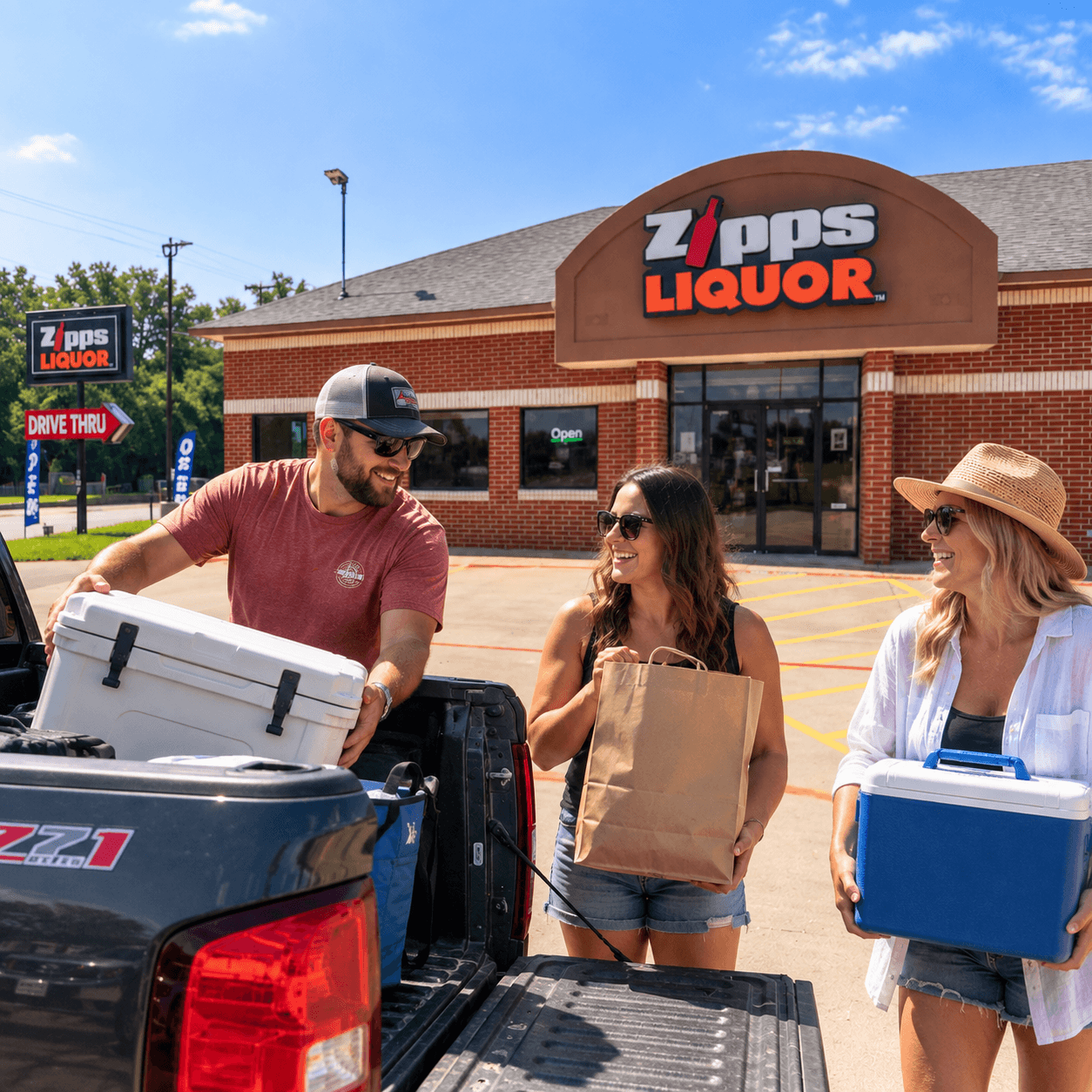 Zipps Liquor storefront in Gun Barrel City, Texas near Cedar Creek Lake