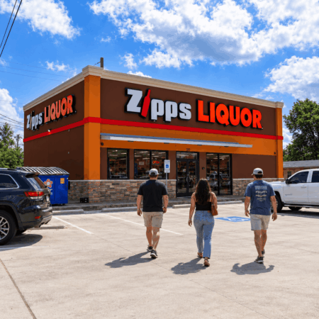Zipps Liquor storefront in Marshall, Texas