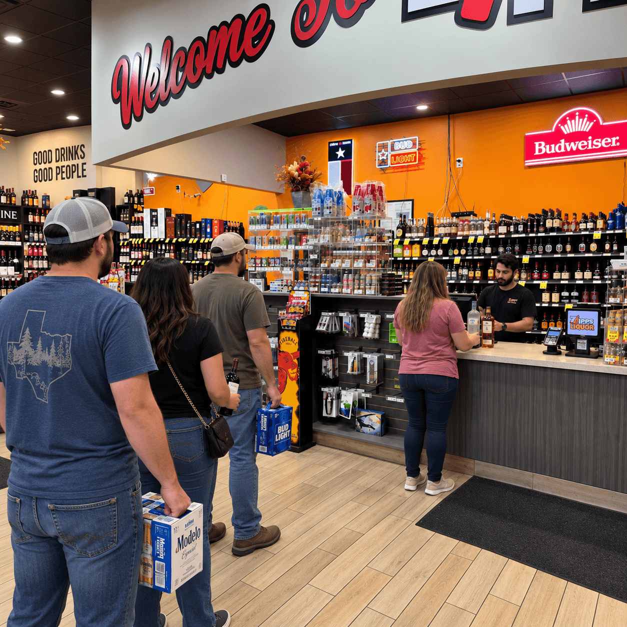 Zipps Liquor counter in Palestine, Texas near downtown